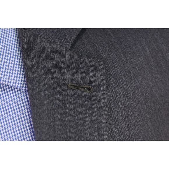 Custom Made Gray Herringbone 2-Btn Blazer Jacket 42R - Picture 5 of 10